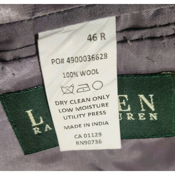 Lauren Ralph Lauren Mens Blazer Size 46 Regular Glen Check Plaid Business Casual